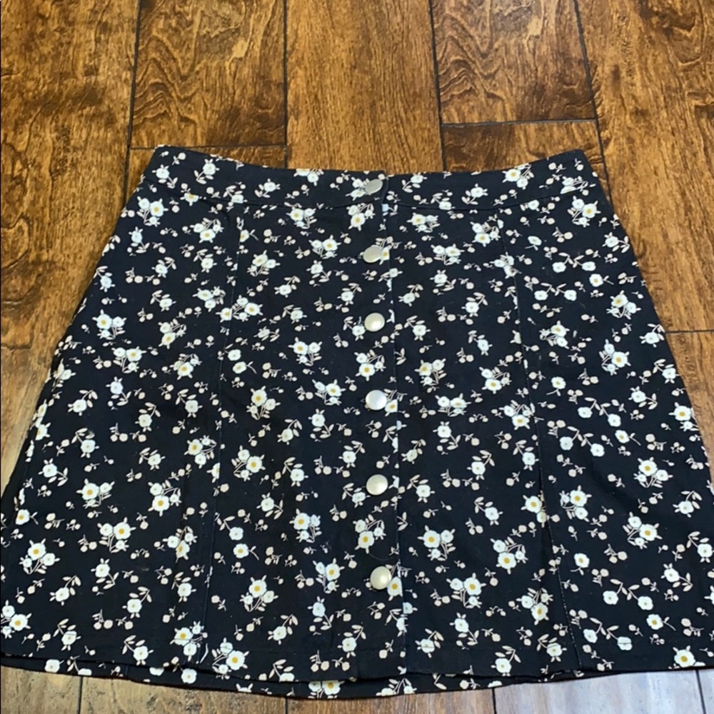 Floral black skirt